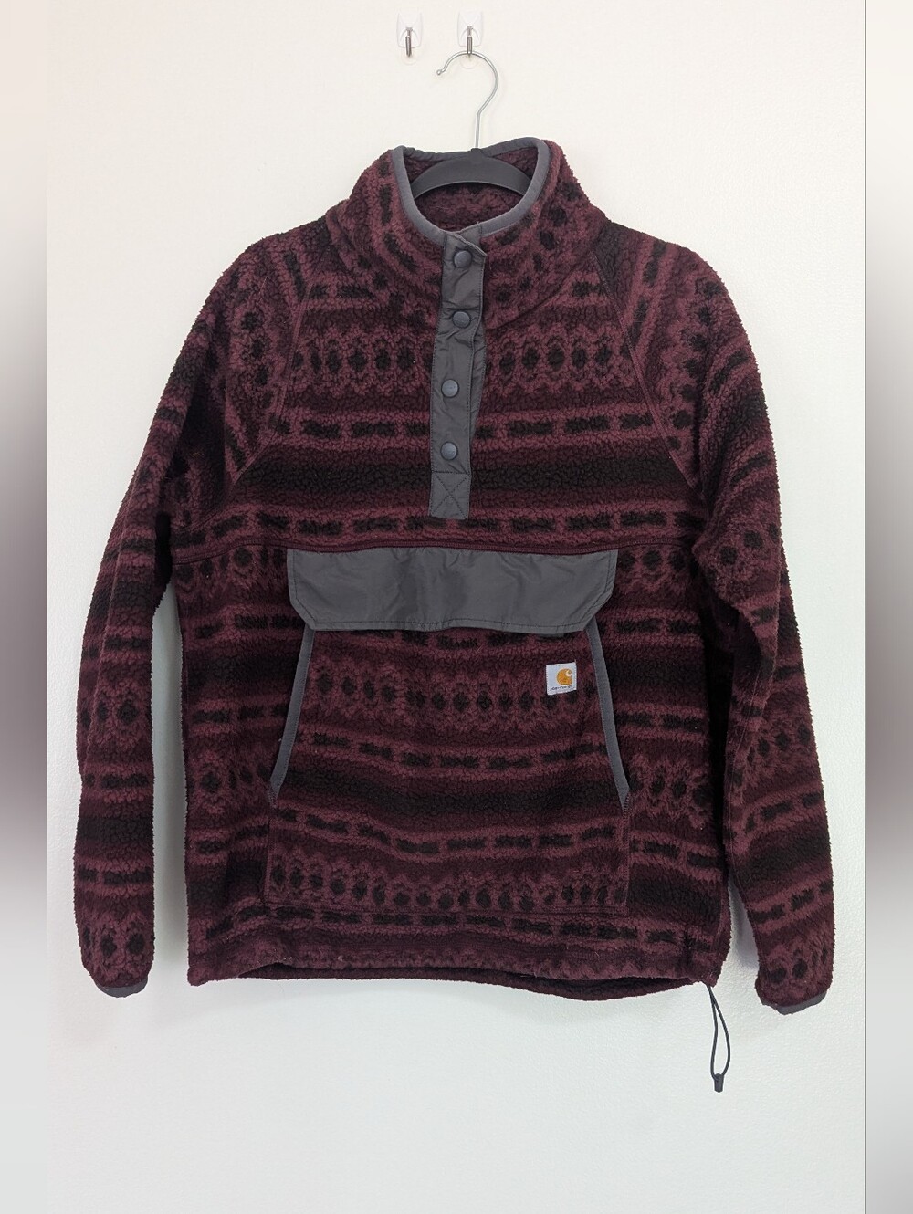 Carhartt Size Large Maroon Aztec Half Snap Fleece Pullover